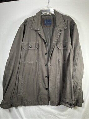 Lucky Brand Men's Slub Twill Shacket Shirt Jacket Olive Green Size XXL